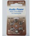 Audio Power Hearing Aid Battery / Heavy Duty Hearing Aids Batteries Size # A312. 