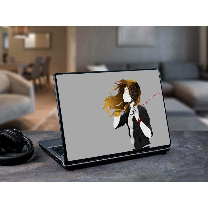Headphone girl/ Art girl wallpaper  Laptop Skin Vinyl Sticker Decal, 13 13.3 14 15 15.4 15.6 inch Laptop Skin Sticker Cover Art Decal Protector Fits All Laptops