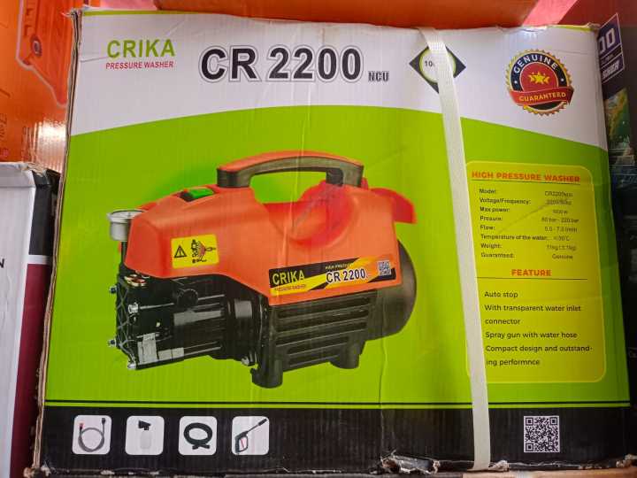 CRIKA-CR2200 Water Jet High Pressure Washer -Induction Copper Winding Motor - 1000W - 220Bar Auto Suction System