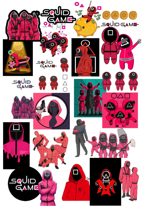 Squid Games Sticker  , Funny Sticker , Squid Movies Sticker Aesthetic Art Stickers -for mobile back, Laptop, dairy  Pack of 24  Stickers  2 Inch X 2.5 Inch Each sticker Size