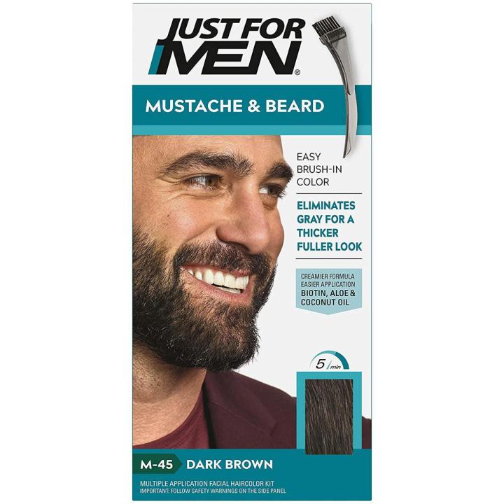 Just_For Men Mustache & Beard Coloring for Gray Hair, M-45 Dark Brown