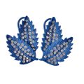 Beautiful Ear Rings in leaf / petal shape with elegant white sapphire stones in dark blue color. 