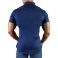 Canis-Men Casual Shirt, Solid Color Short Sleeve Lapel Neck Slim Fit Button-Down Leisure Tops. 