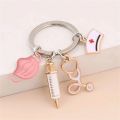 Doctor Nurse Keychain Men Women Stethoscope Syringe Medical Symbol Pendant With Key Ring For Medical Student Souvenir Gift. 