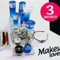 3 Plastic Vanity, Compact Slim Storage Organization Drawers Set for Cosmetics, Dental Supplies, Hair Care, Bathroom, Dorm, Desk, Countertop, Office,. 
