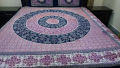 Sindhi Ajrak Style Cotton Bedsheet for King Size Double Bed 3 pcs. 