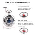 Amour zii Exquise Starry Blue Dial Pendant Silver Hollow Case Quartz Pocket Watch Roman Numerals Retro Watches Souvenir Gift for Men Women. 
