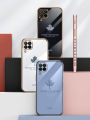 For Samsung Galaxy A12 Cover + Wrist Strap Fashion Shiny Maple leaf Plating Square Bumper Phone Case Soft TPU Silicone Shockproof Protective Back Cover. 