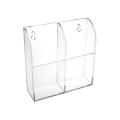 Clear Acrylic TV AC Remote Control Holder 2 Compartments. 
