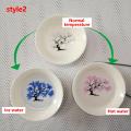 Japanese Magic Sakura Cup Cold Temperature Color Changing Flower display Sake Cup Ceramic Kung fu Tea Cup Tea Bowl. 