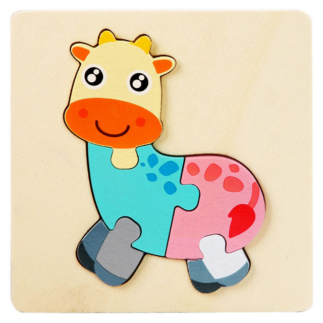 Baby Montessori Toys 3D Puzzle Cartoon Animals Vehicle Cognitive Jigsaw ...