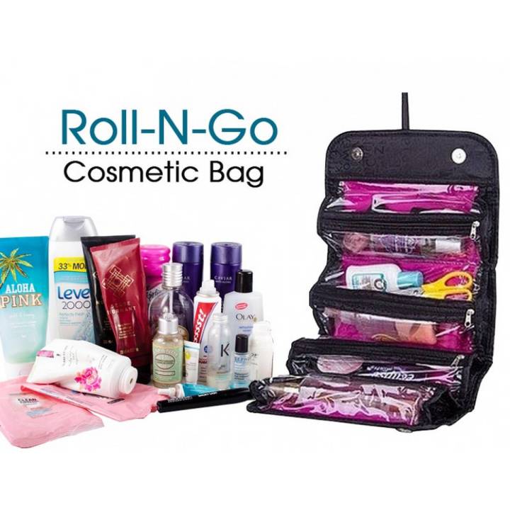 Roll n Go Makeup Organizer & Cosmetic Bag - Black