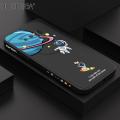 Hontinga for Samsung Note 8 Case Cartoon Astronaut Side Design Back Cover Soft Square Edge Liquid Silicone Phone Cases. 