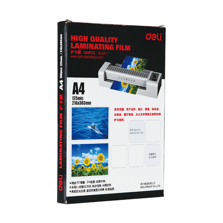 Deli%20-%20E3817-Laminator%20Film%20Size:%20A4Thickness:%20125mic%20(100PCS)%20-%20Image%207