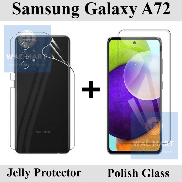 Samsung Galaxy A72 Tempered Glass Screen Protector Polish Glass  + Back Clear Jelly Protector Soft Film Protection Hydrogel Film Protector For Samsung Galaxy A72