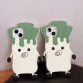 【Ready Stock+COD】3D Cute Cartoon Green Chinese Onion Phone Case for iPhone 14 13 12 11 Pro Max Soft Rubber Shockproof Back Cover Shell. 