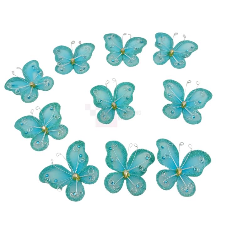 Butterfly Decoration 2.5 Inch By 2.5 Inch Blue Pack Of 10