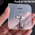 Adhesive Hooks, Pack of 10 / 20 / 50 Sticky Hooks, Transparent Reusable Removable Adhesive Hooks for Hanging, Wall Hooks for Hanging Can be Use for Kitchen Bathroom Shower Outdoor Home Improvement. 