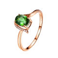 New product temperament high-end versatile rose gold simulated ruby emerald colored gemstone open ring women's ring. 