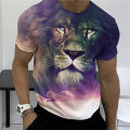 Lion T-shirt men's 3D printed tees casual short-sleeved animal pattern t-shirt oversized round neck streetwear mens top clothing. 
