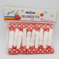 RED POLKA DOT THEME WHISTLES ( PACK OF 10 WHISTLES ). 
