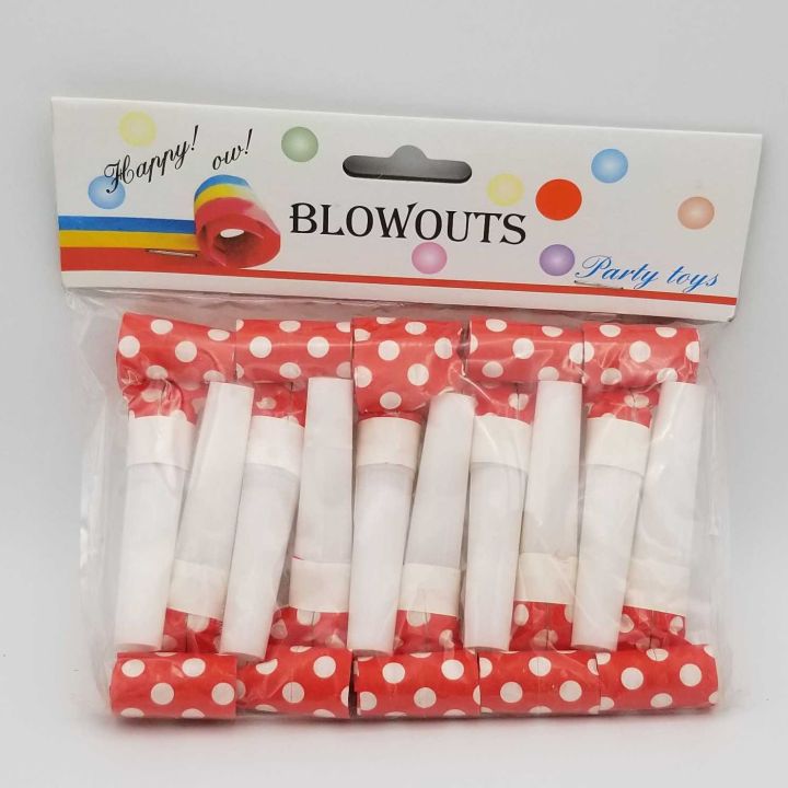RED POLKA DOT THEME WHISTLES ( PACK OF 10 WHISTLES )
