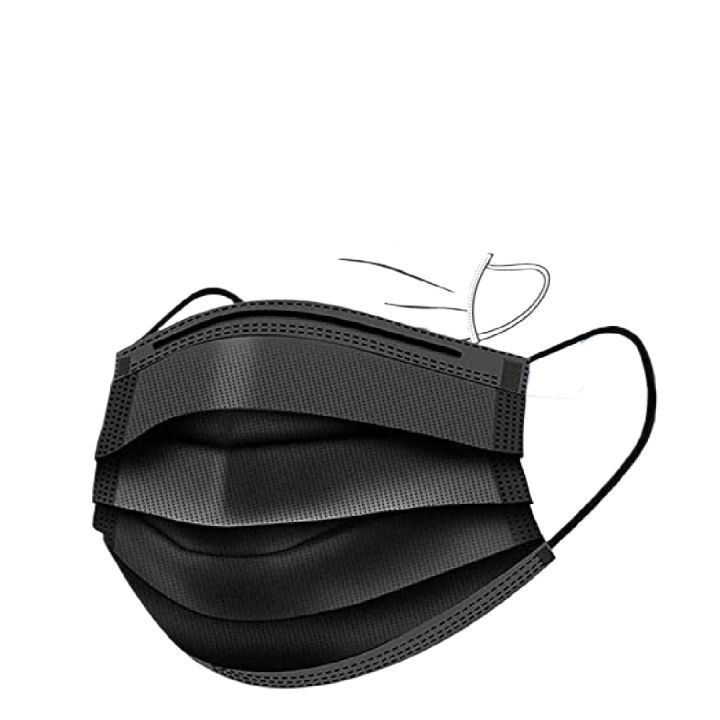 (100% - 3 Ply) Disposable Face Masks - (Black Color) - (50 Pcs)  | Good Packaging | 3   Protective Layers Surgical Face Mask - Comfortable, Soft,  Breathable