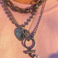 Stainless Steel Female Gothic Symbol Internet She Devil Igirl Choker Necklace Women Streetwear Heart Pendant Chain Necklace. 