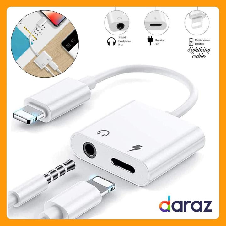 iPhone headphone 2 in 1 Jack Adapter Lightning to 3.5 mm Earphone Audio Convertor for headphones and charger with Aux Cable