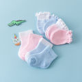 I LOVE DADDY&MUMMY-4Pairs/Lot Lace Ruffles Baby Socks Gloves Set Breathable Cotton Infant Socks Anti Scratch Newborn Protection Face Mittens Socks. 