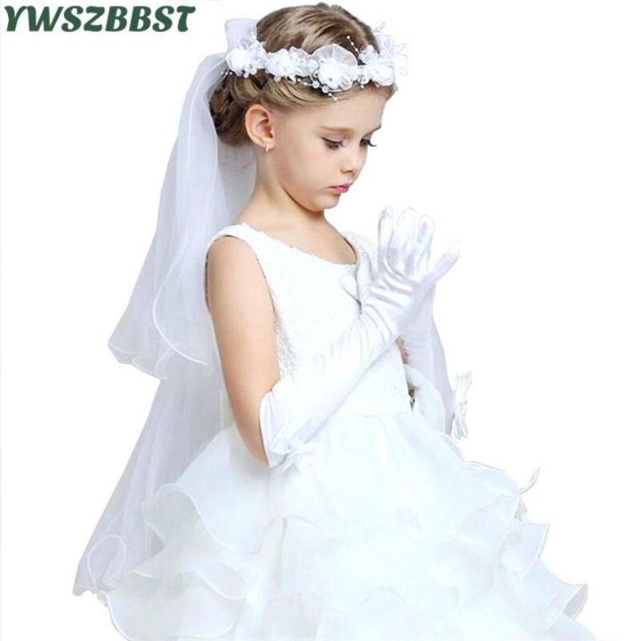 Princess Girls Gloves Satin Long Gloves Children's Day Gifts Party Prom Dance Gloves with Bowknot Children Dress Accessories