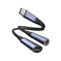 UGREEN SY-C02 2in1 DAC adapter USB-C to USB-C / 3.5 mm mini jack - black. 