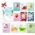 Pack of 10 / 5 Fruit Plant Extract Moisturizing Brighten Facial Sheet MaskS Hydrating, Radiance Boost, Calming, Skin Care Sheet Masks (RANDOM). 