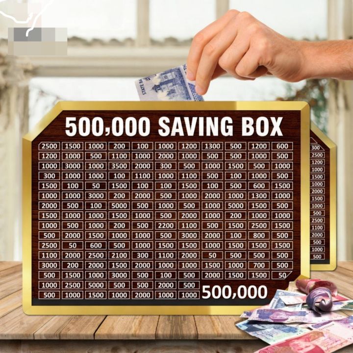 5 Lakh Money Saving Box | Bilal Accessory Store Wooden 500,000 Target Chart | Rupee Organizer for Smart Budgeting I Saving Box I Saving Money Box I Saving Box For Money I Saving Wooden Box | 5 Lac Large Savings Box | Money Saving Bank |Cash Collection Box