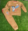 Kids Mickey Mouse Baseball Tracksuit (2-10 Years) - Brown Fleece Pullover. 