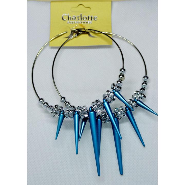 Fashion Jewellery Silver Color Purple Blue Orange Red Yellow Multi Bright Beads Hoop Earrings for Girls Women - RC-IMP-ER-97