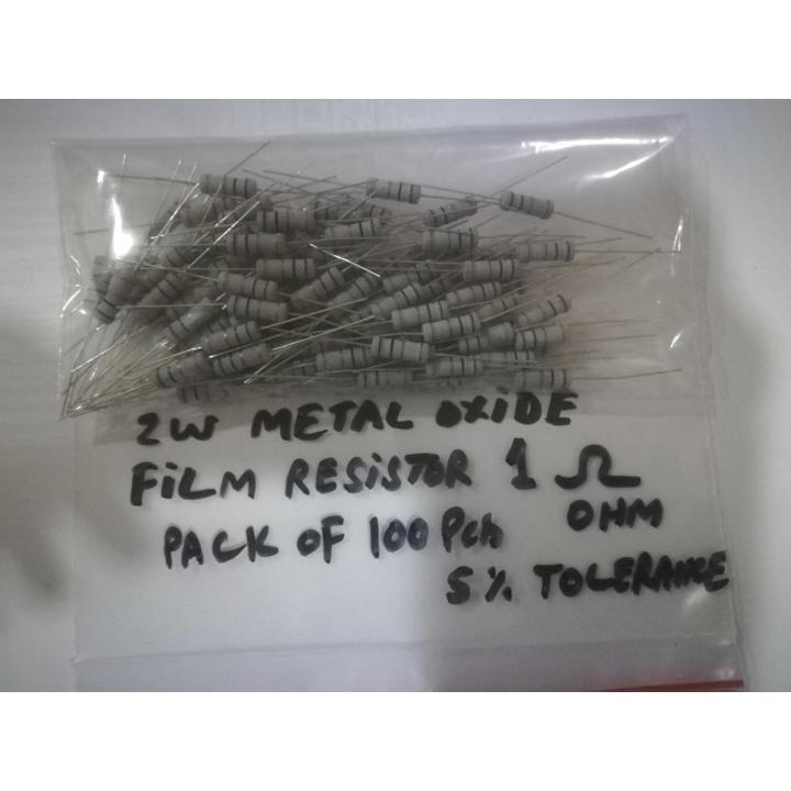 Pack Of 100 - Resistor 2 Watt 1Ω Resistance - 2W 1 Ohm