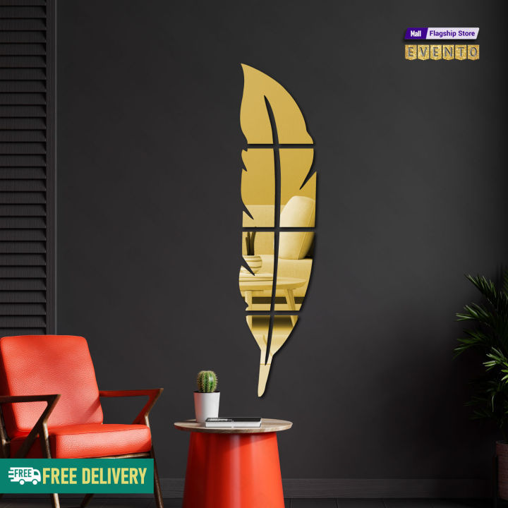 Evento Acrylic Mirror Wall Leaf 3d Wall Sticker Sets Decore Art Design Decoration For Home Decor Living Bed Room And Offices And For Gifts Piece Item