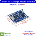 TP4056 5V 1A 18650 Li-ion Battery Charger Module with Protection Circuit Micro USB Charging Board (5pcs / 20pcs) by Electrica. 