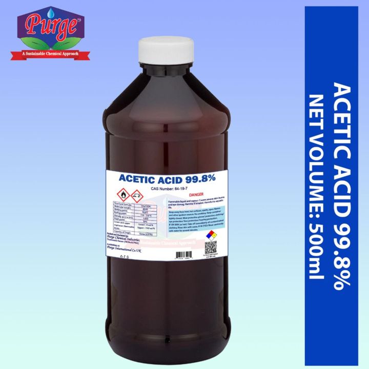 Purge Acetic Acid 99% 500ml - Concentrated Vinegar- Made in South Korea - For making Vinegar, Glass Cleaner, Rust Cleaner, Disinfectant