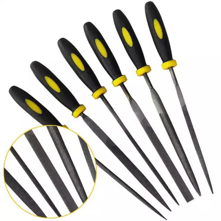 Needle File Set, 6 Pieces Hand Metal Files, Hardened Alloy Strength Steel Set Includes Flat, Flat Warding, Square, Triangular, Round, and Half-Round File