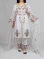 Organza white 3 Pieces Embroidered Stitch Ladies Suit Ready to Wear for Girls and Women. 