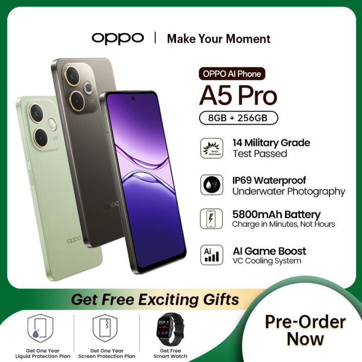 Pre Order Now : OPPO A5 Pro | 8GB RAM + 256GB ROM | Get Free Smart Watch | Get 1 Year Free Liquid Protection & Screen Protection Warranty