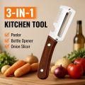 3 in 1 stainless steel peeler Hand chopper Manual Food Chopper, 2000ML/1.5 Liter/900 ML/330 ML Speedy Chopper with 3 Curved Stainless Steel Blades, Handheld Vegetable Chopper/Mincer/Mixer/Blender to Chop Fruits Onions/Nuts/Ginger/Herbs/Garlics/Meet. 