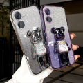 For Vivo Y18 / Vivo Y18e Casing case with Cartoon 3D Bear Stand Luxury Slim Gradient Plating Glitter Girls Stylish Back Cover Clear Soft Silicone Protective Cases Pouch. 
