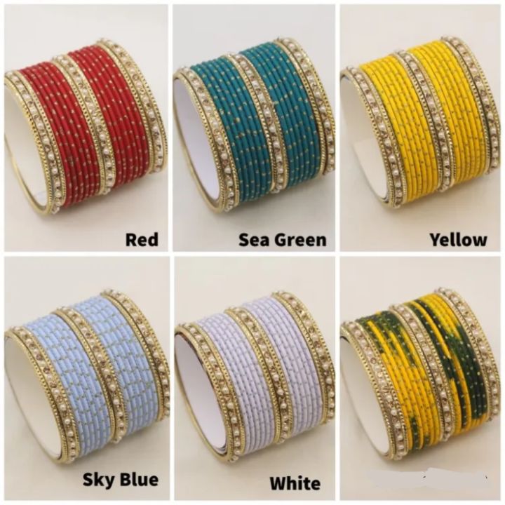 Jewellery%20for%20girls%20,%20Bangles%20for%20girls%20,%20Matt%20dotted%20bangles%20set%20with%20Pearls%20bangles%20-%20Image%202