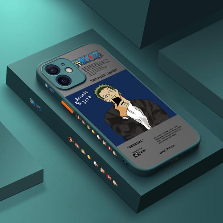 For iPhone 12 Pro Case With Fashion Roronoa Zoro Side Edge Square Silicone Frosted Transparent Hard Casing New Design soft Cases Full Back Cover Camera Phone Case Shockproof Protection Case