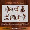 Warli & Ancient Art Reusable Stencil for Canvas and wall painting ID 4503. 