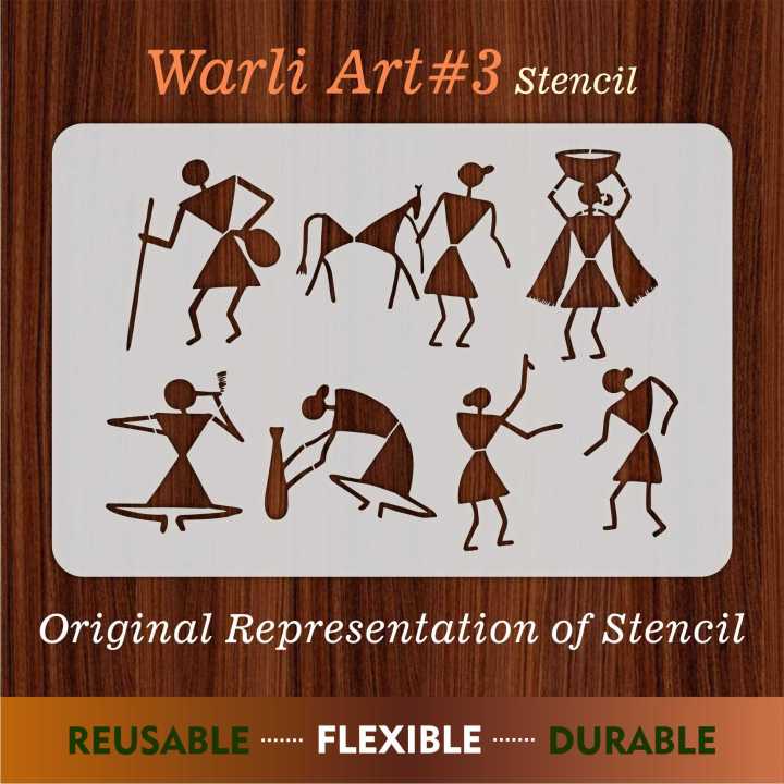 Warli & Ancient Art Reusable Stencil for Canvas and wall painting ID 4503