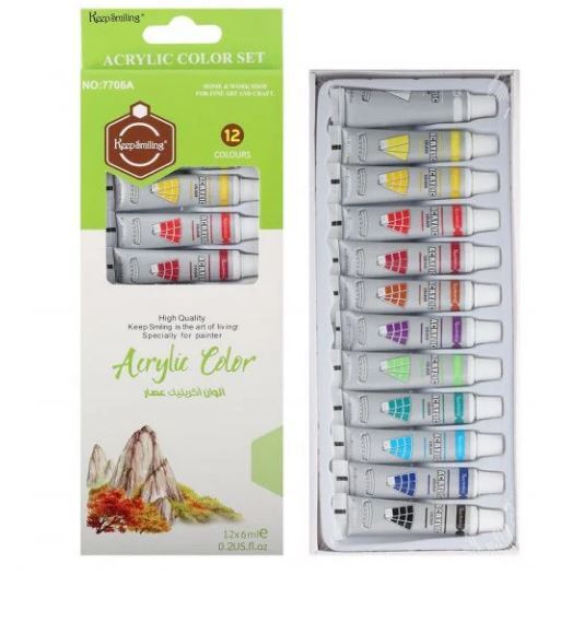 KEEP SMILING ACRYLIC PAINT SET 12X6ML 7706A